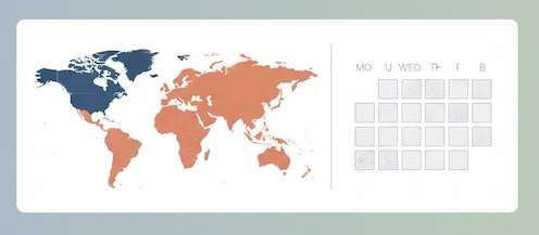 Geo split test map alongside a weekly calendar showing rotating time-based experiment cells.