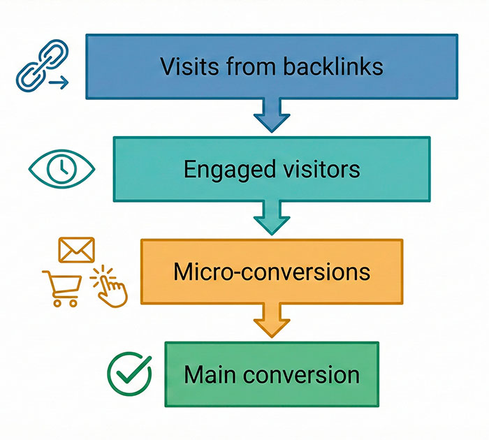Micro-conversion funnel for visitors from backlinks